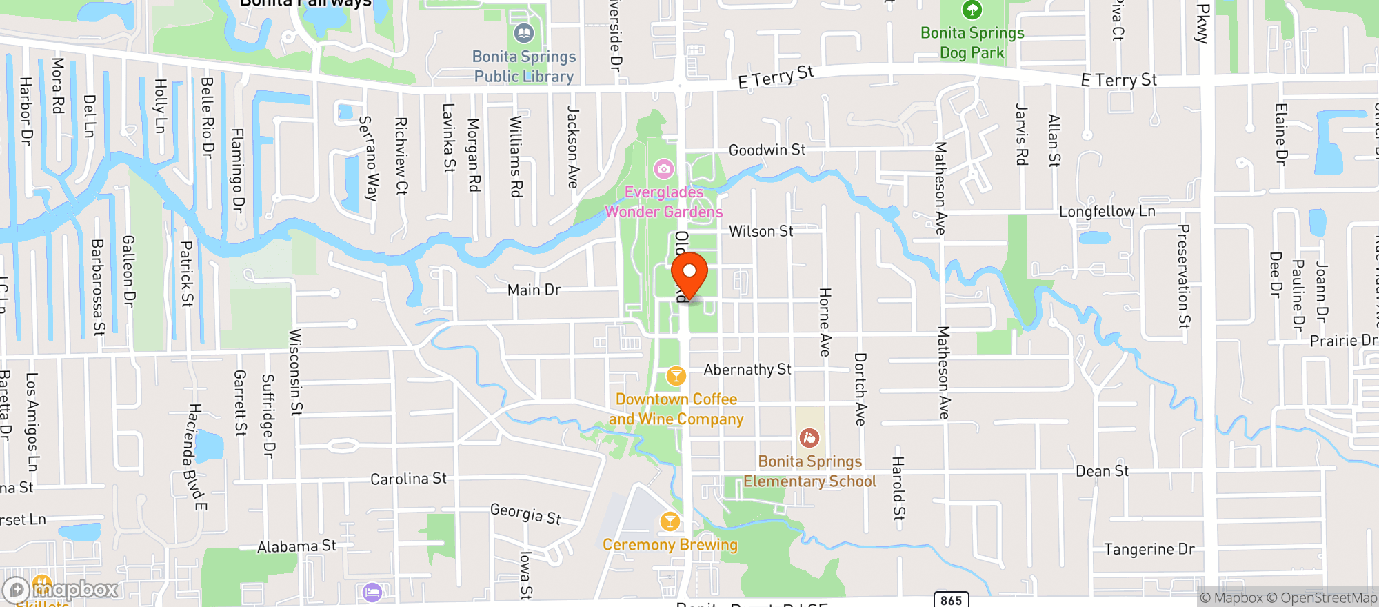Map showing Sugarshack Downtown