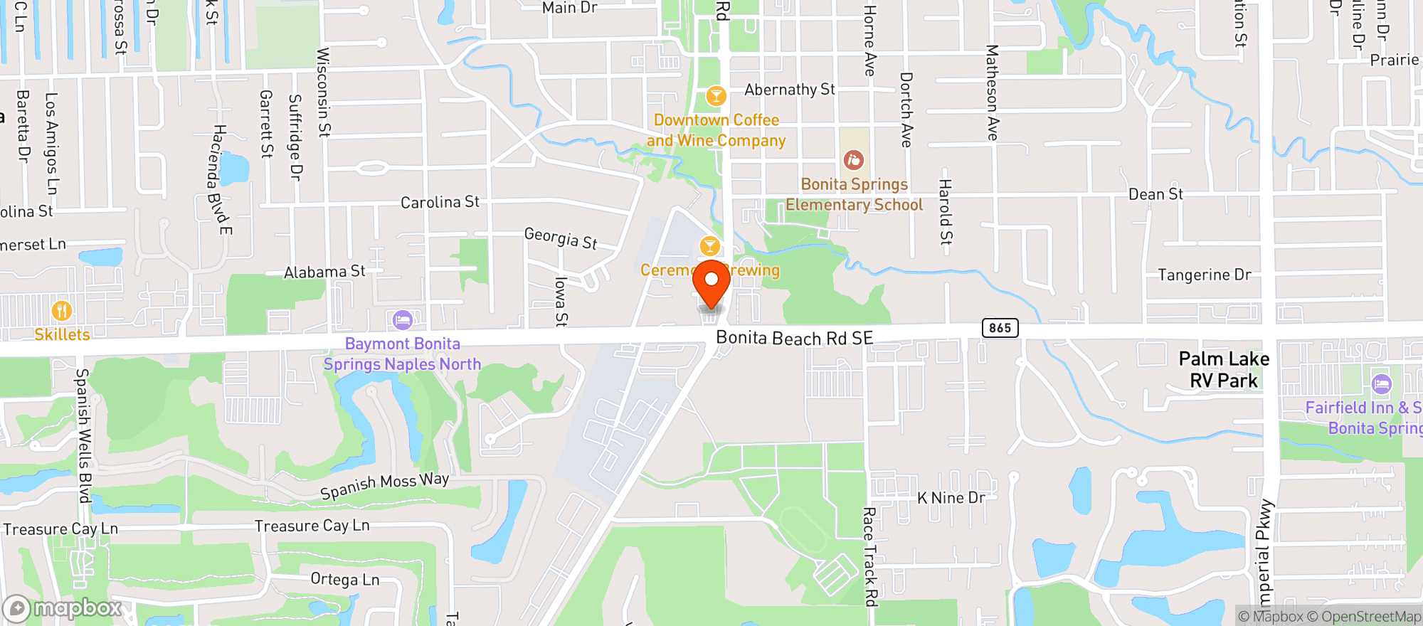 Map showing CIRCLE K (10460 BONITA BEACH RD SE)
