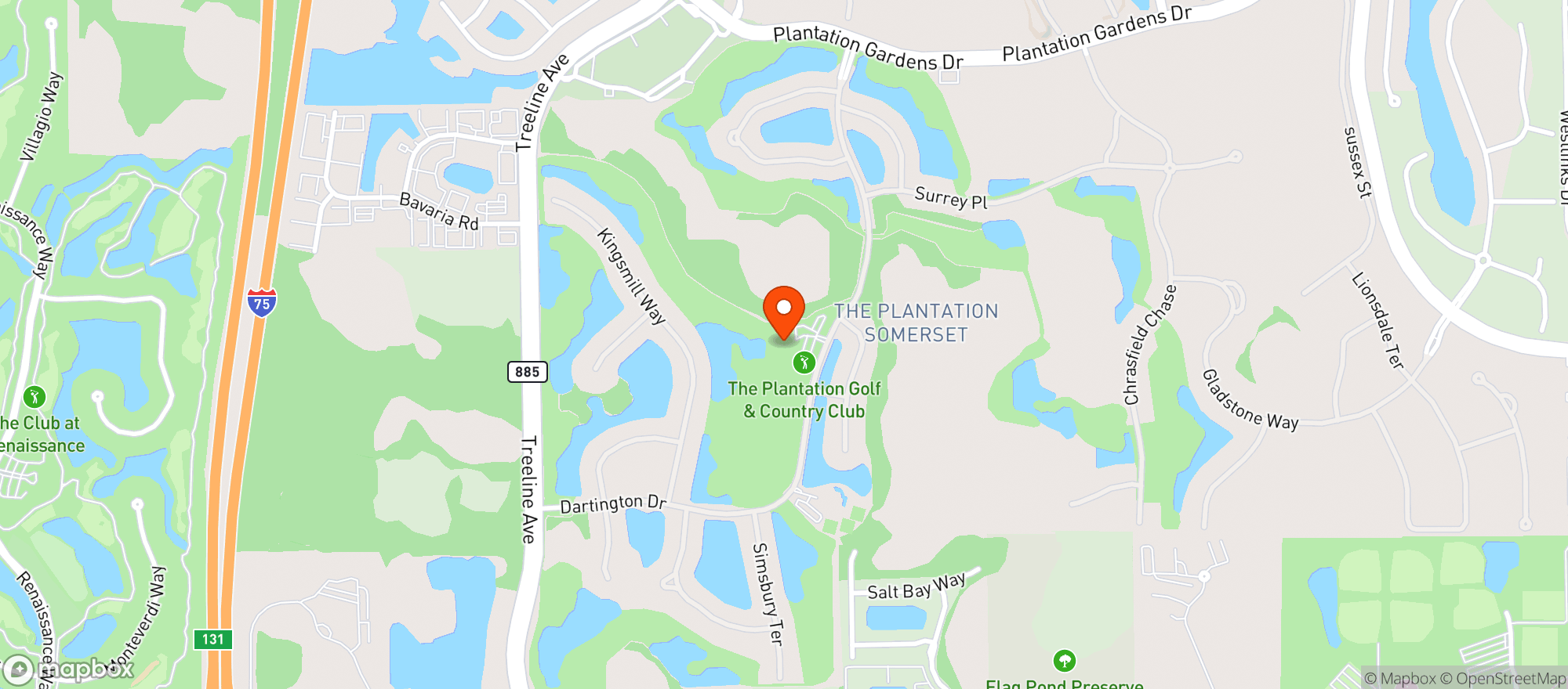 Map showing Plantation Golf & Country Club
