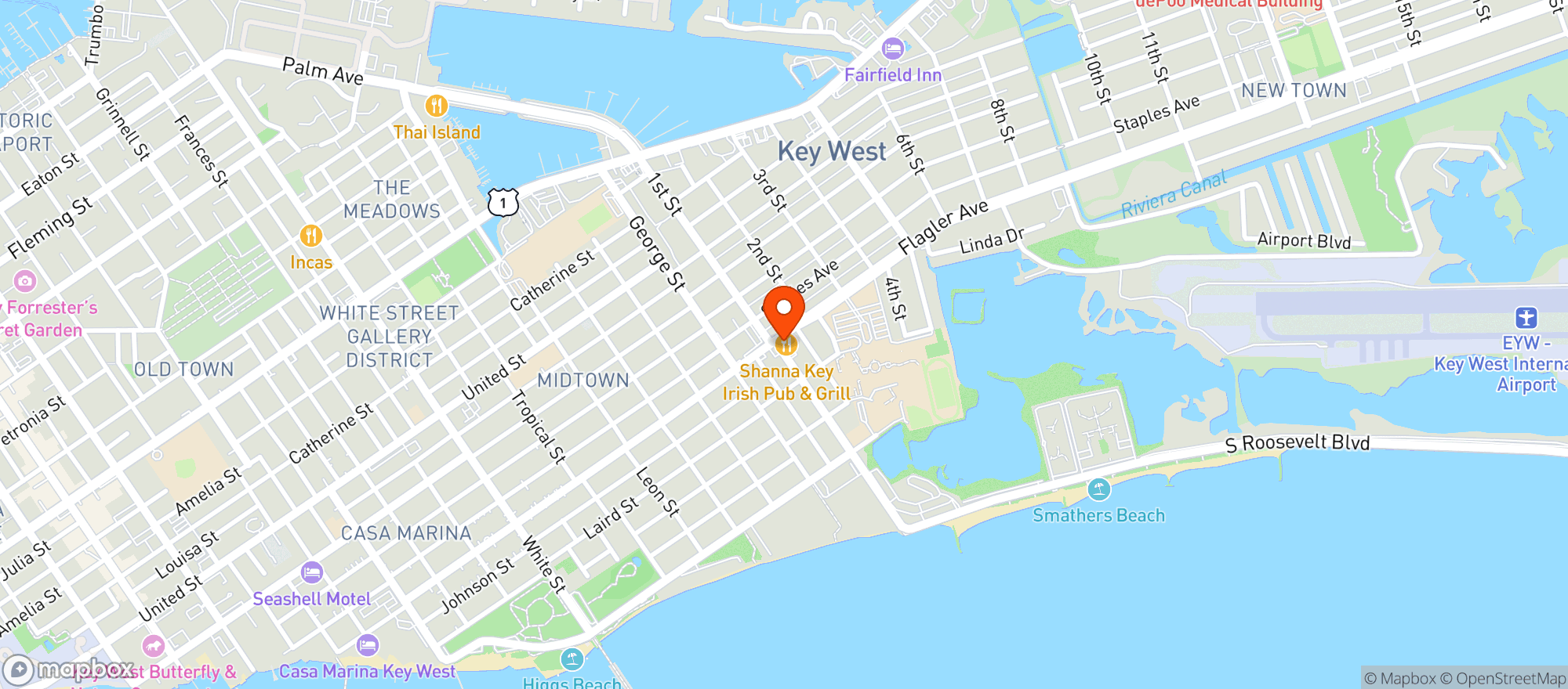 Map showing Bradys Pub