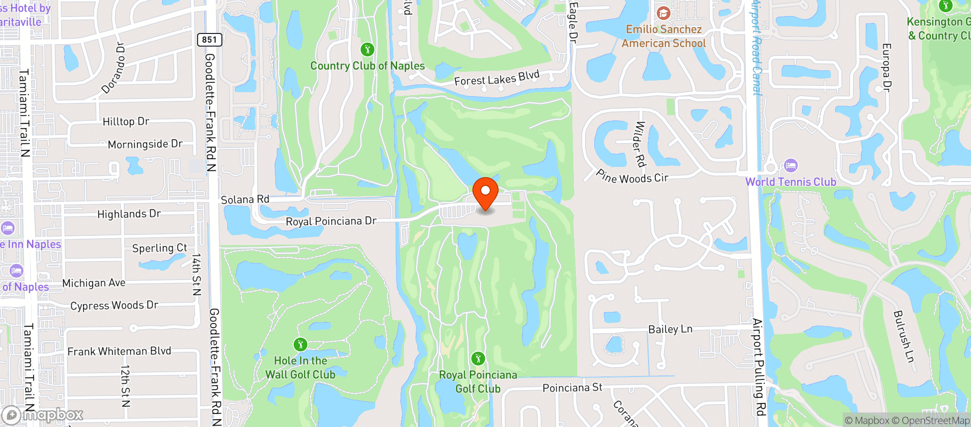 Map showing Royal Poinciana Golf Club