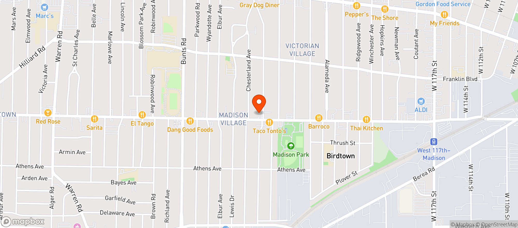 Map showing Beverage Square - Cleveland