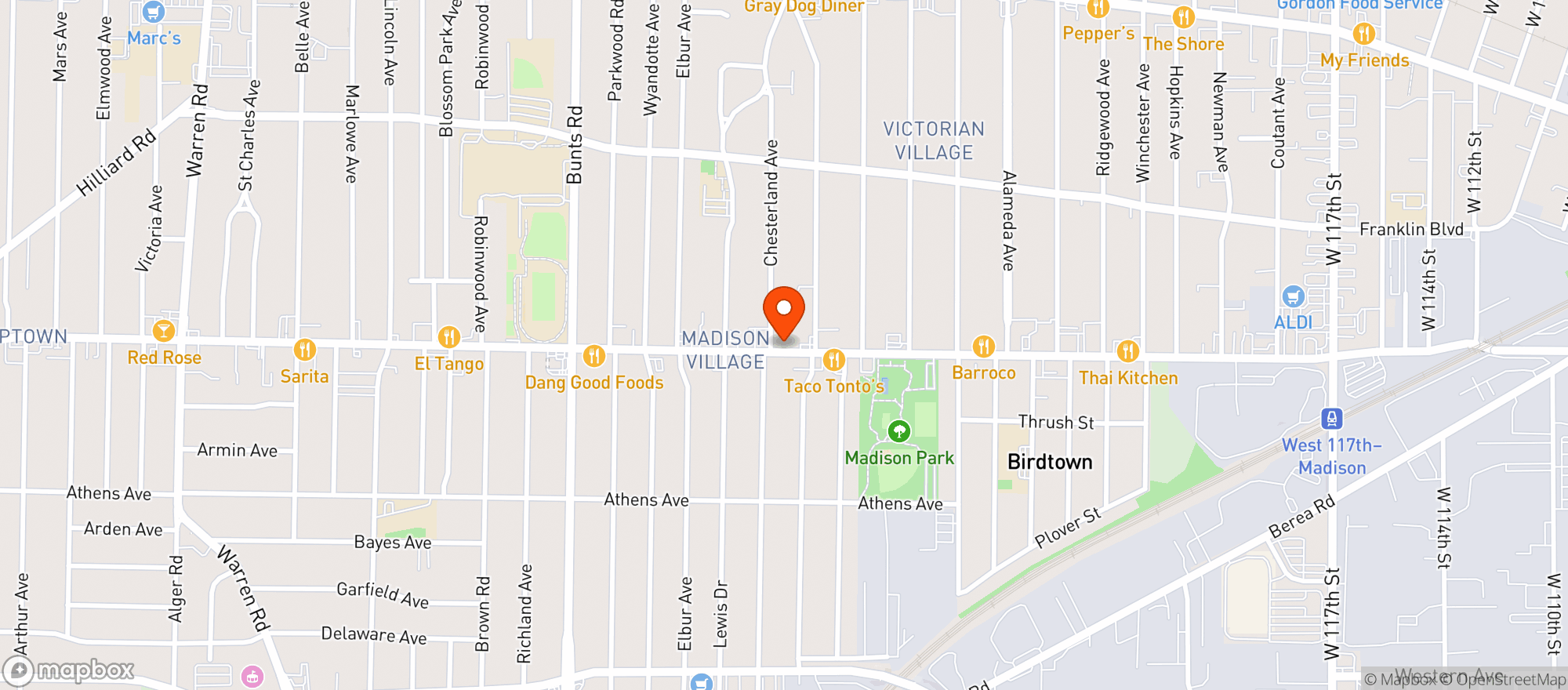 Map showing Tarrymore Inn