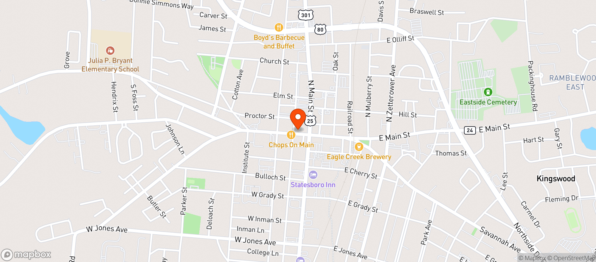 Map showing The Pour House Pub