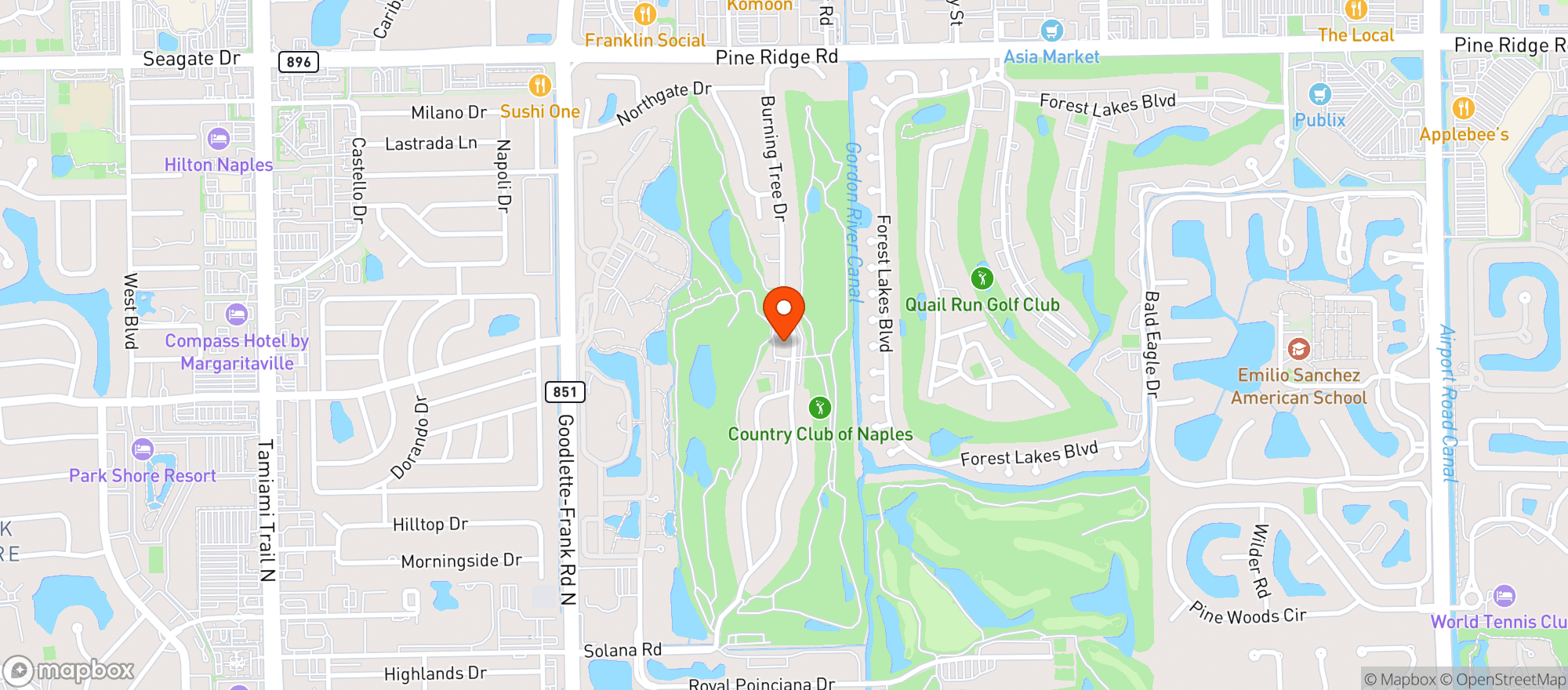 Map showing Country Club Of Naples