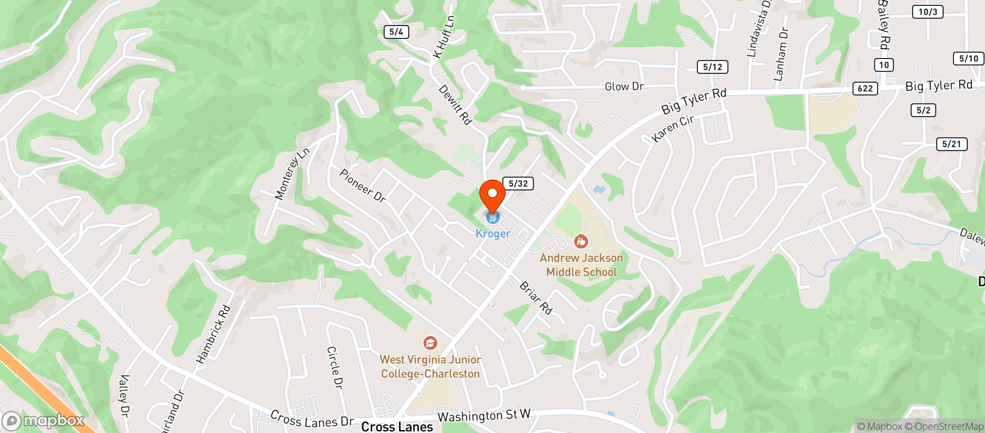 Map showing Kroger