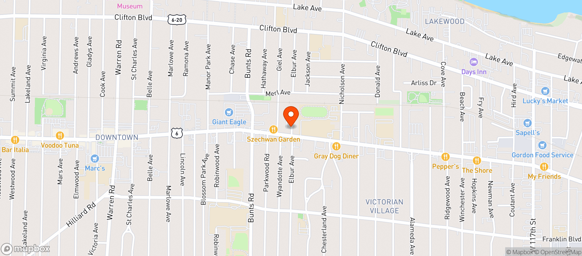 Map showing One Star Bar