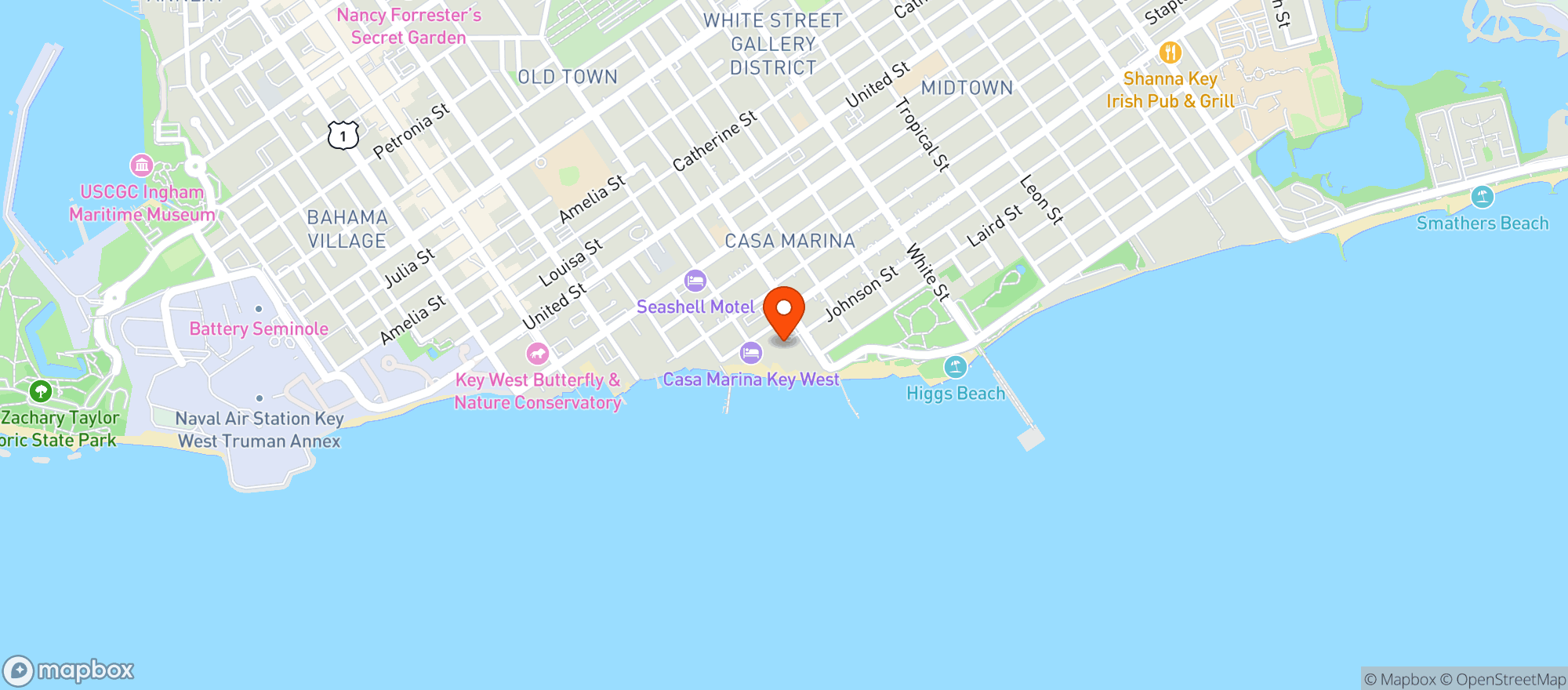 Map showing Casa Marina Resort #eywcm