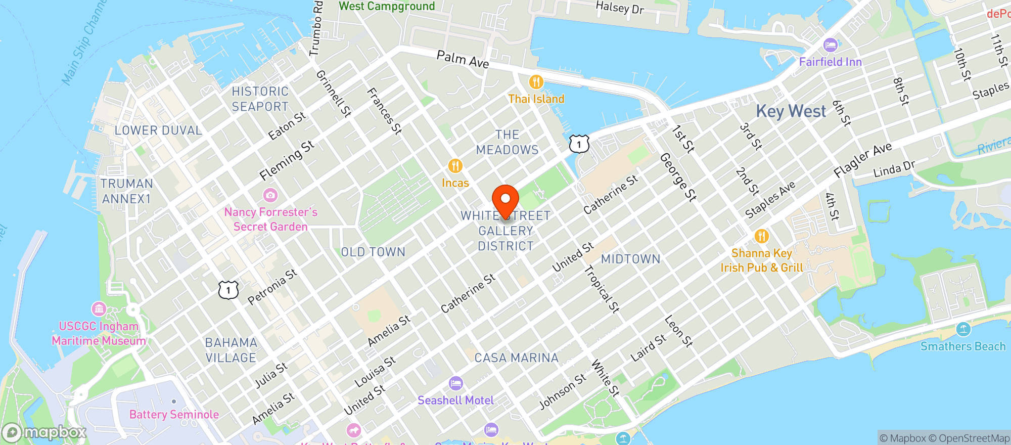 Map showing White Street Deli Cafe #0