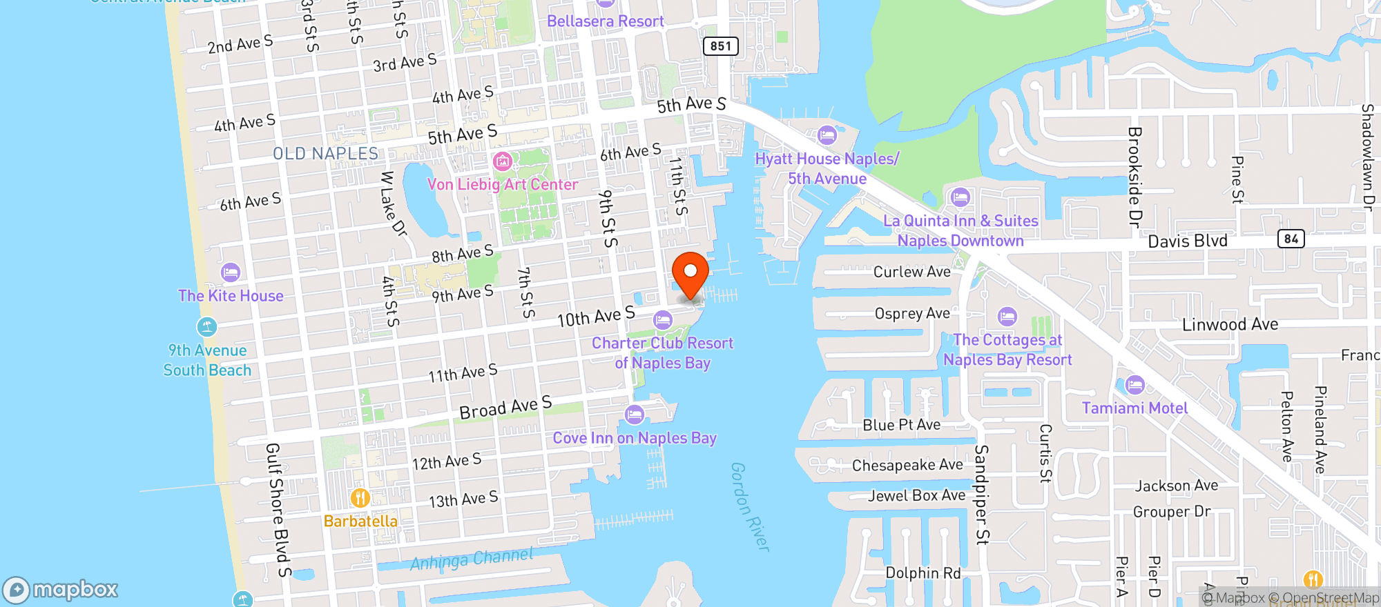 Map showing The Syren Oyster & Cocktail Bar