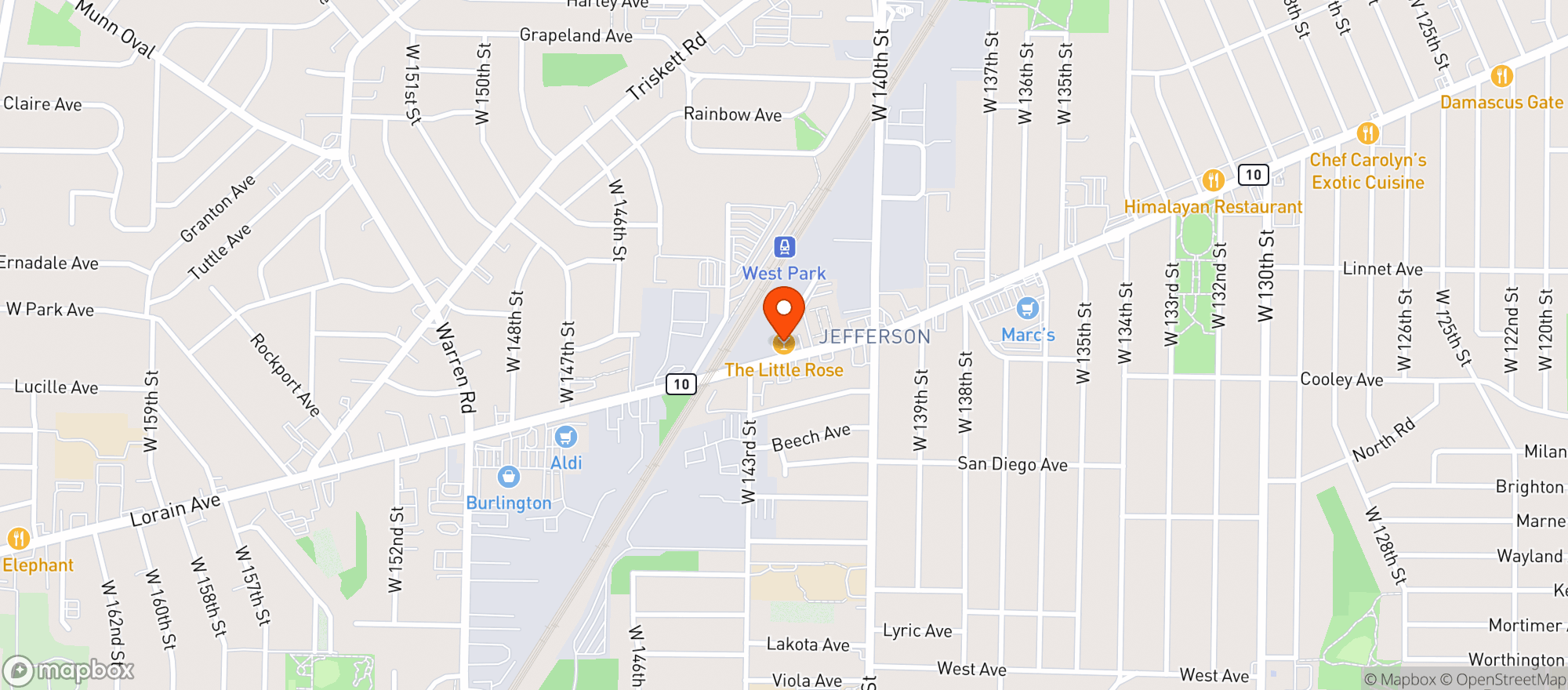 Map showing The Little Rose Tavern