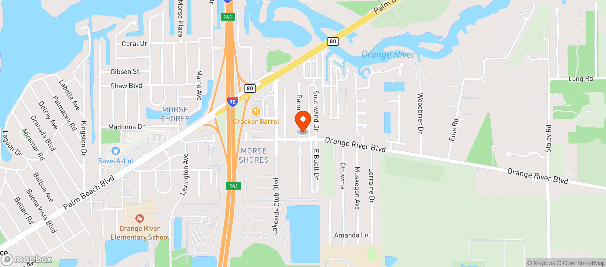 Map showing Circle K # 7333
