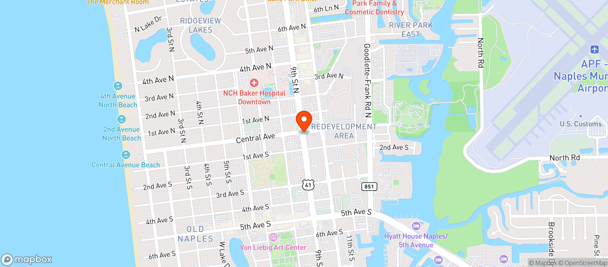 Map showing Unidos Latin Kitchen