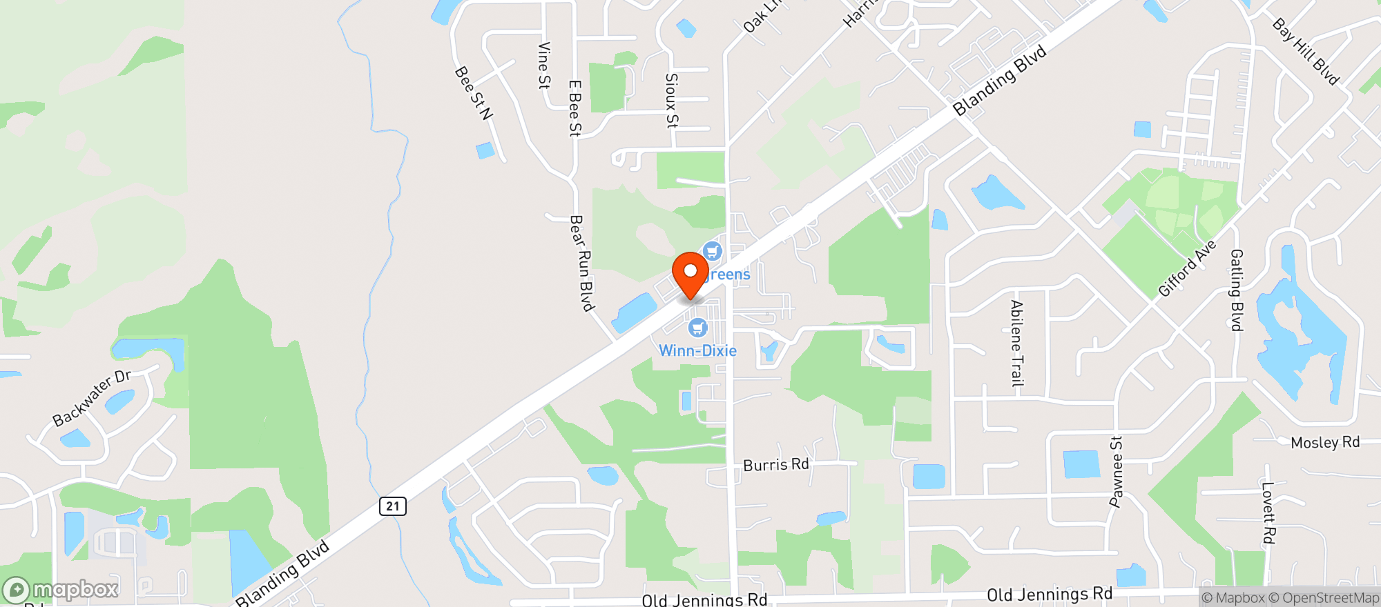 Map showing Winn Dixie