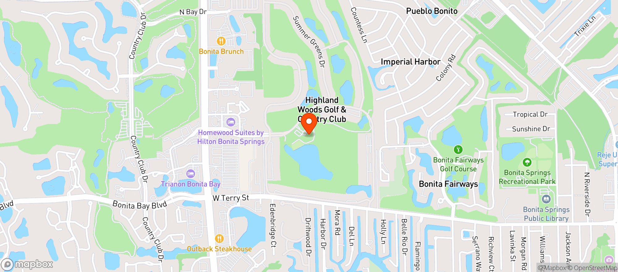 Map showing Highland Woods Golf & Country Club