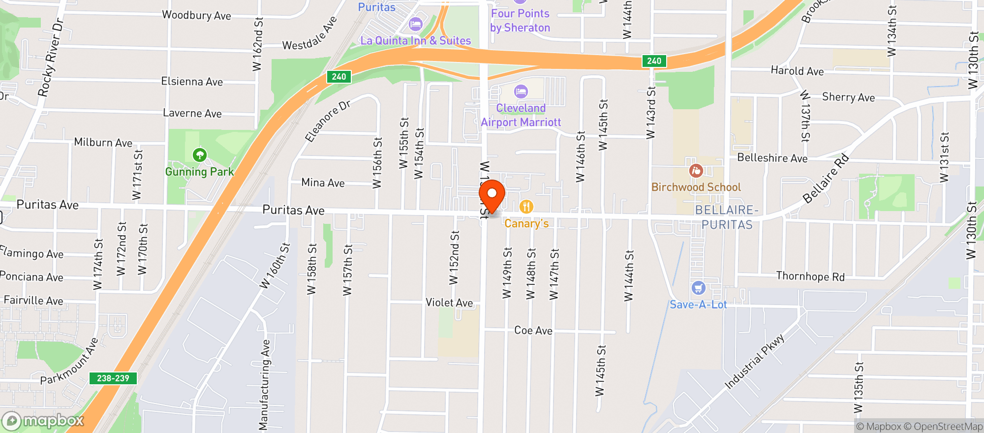 Map showing Cleveland Deli & Beverage
