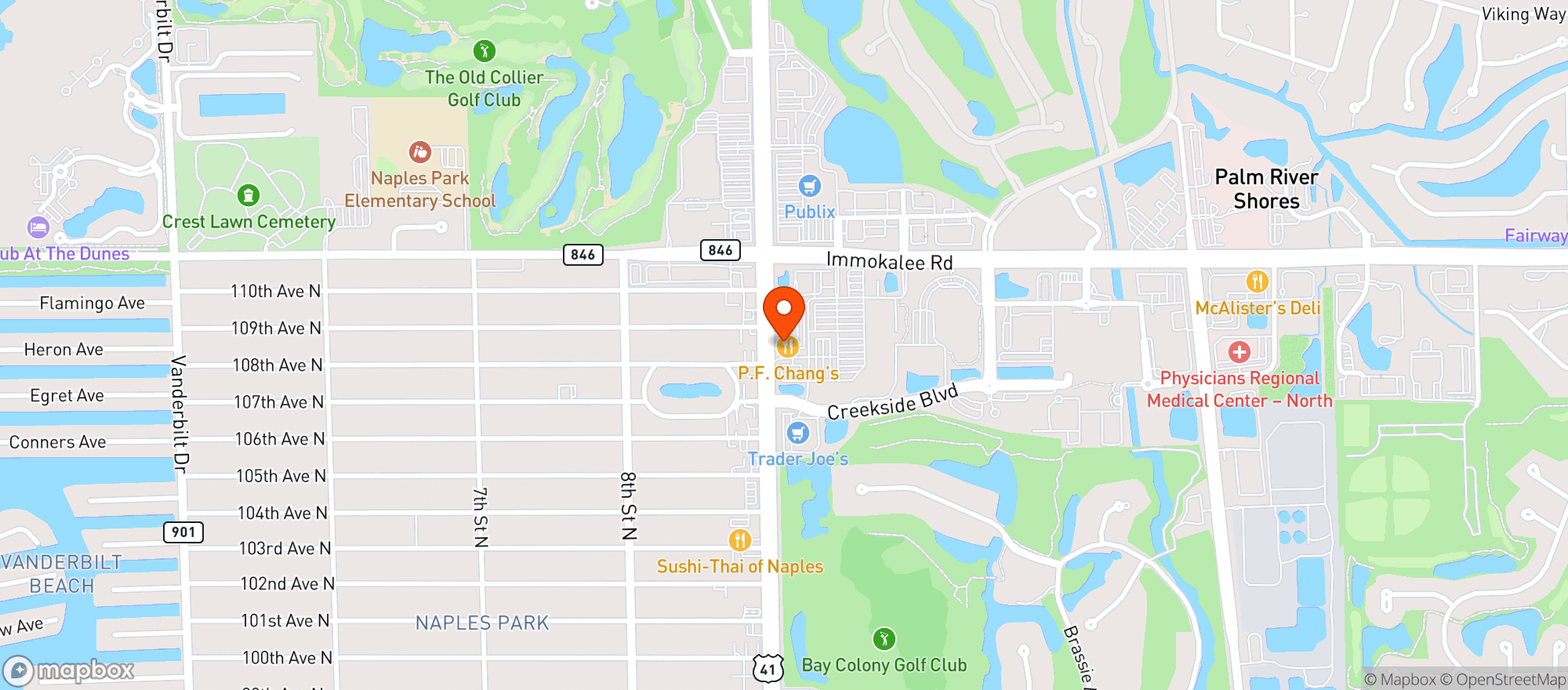 Map showing P F Changs China Bistro #9906