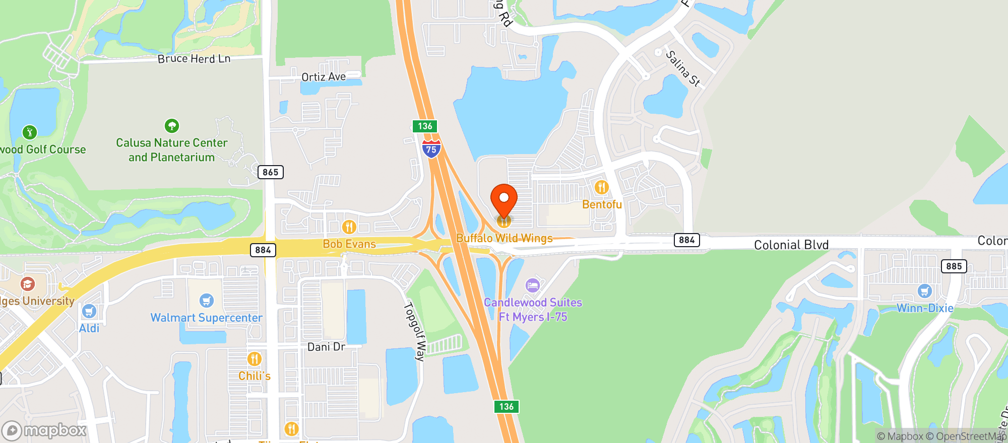 Map showing Buffalo Wild Wings Gril #785