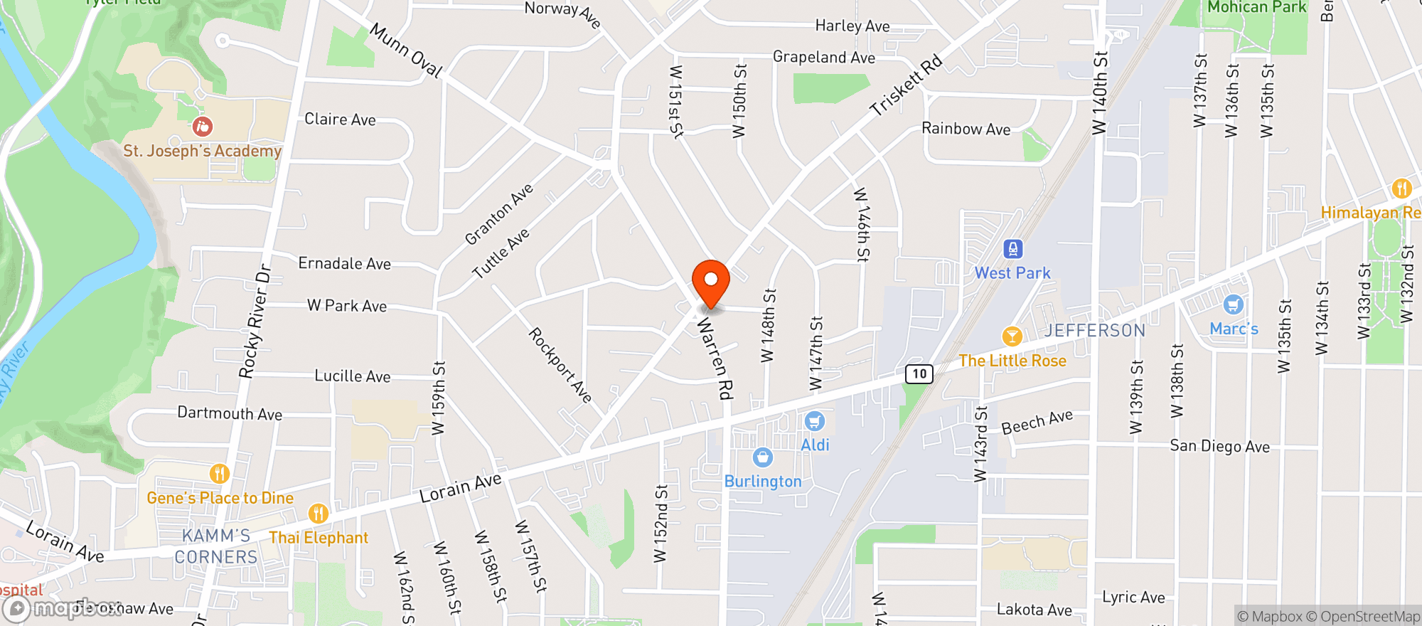 Map showing T & W Mart