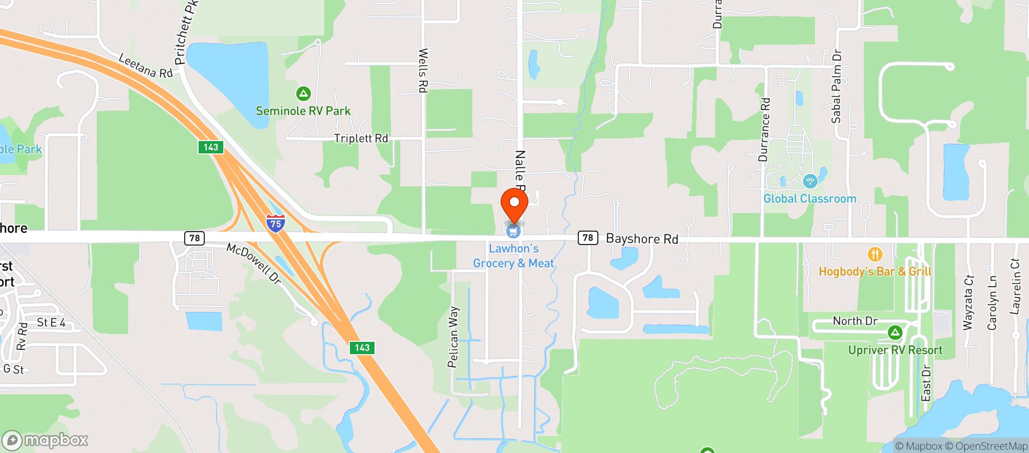 Map showing Lawhons Grocery