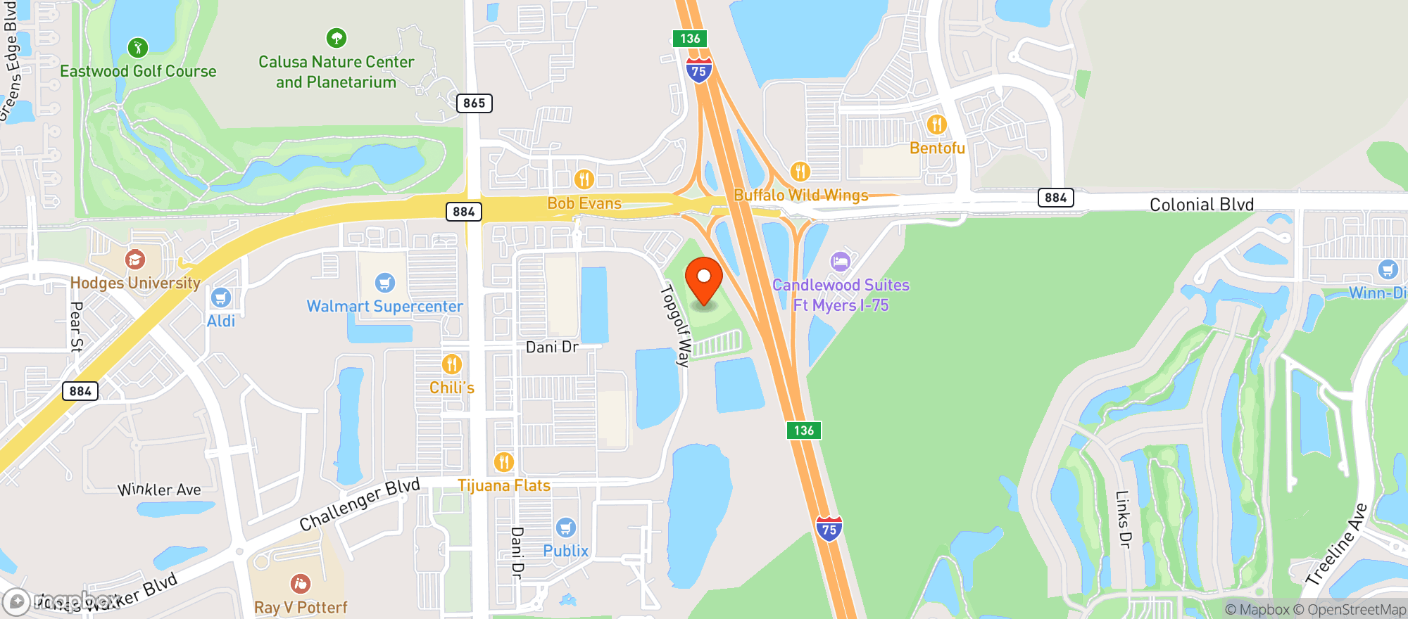 Map showing Topgolf