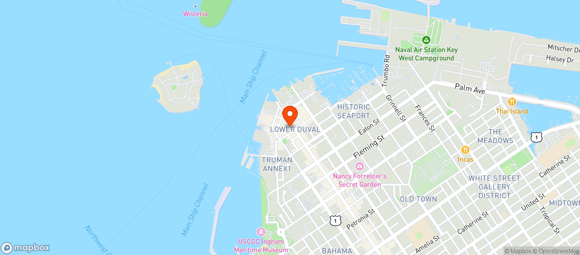 Map showing Miracle leaf Key West