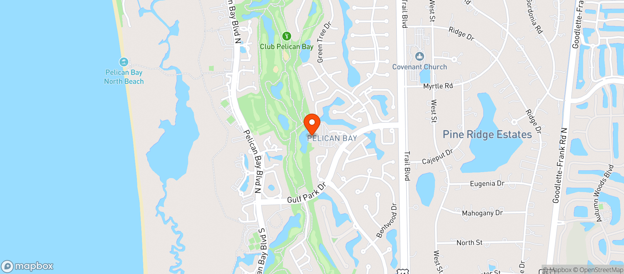 Map showing Club At Pelican Bay
