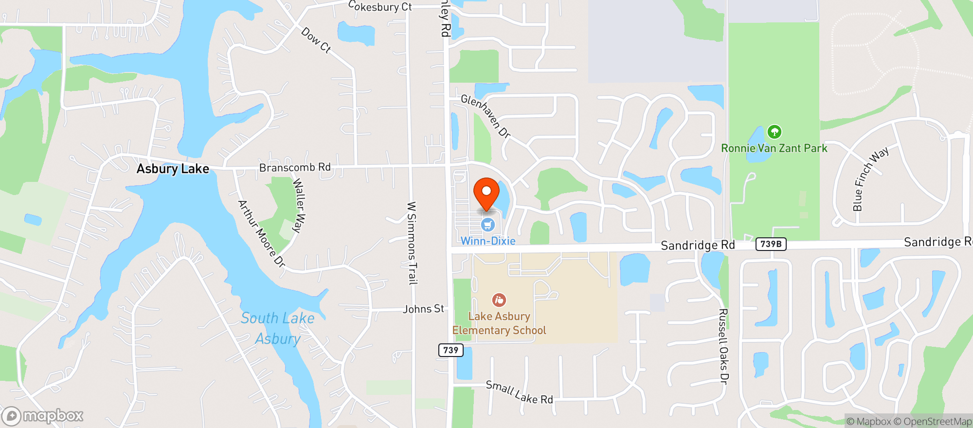 Map showing Winn Dixie - 0135