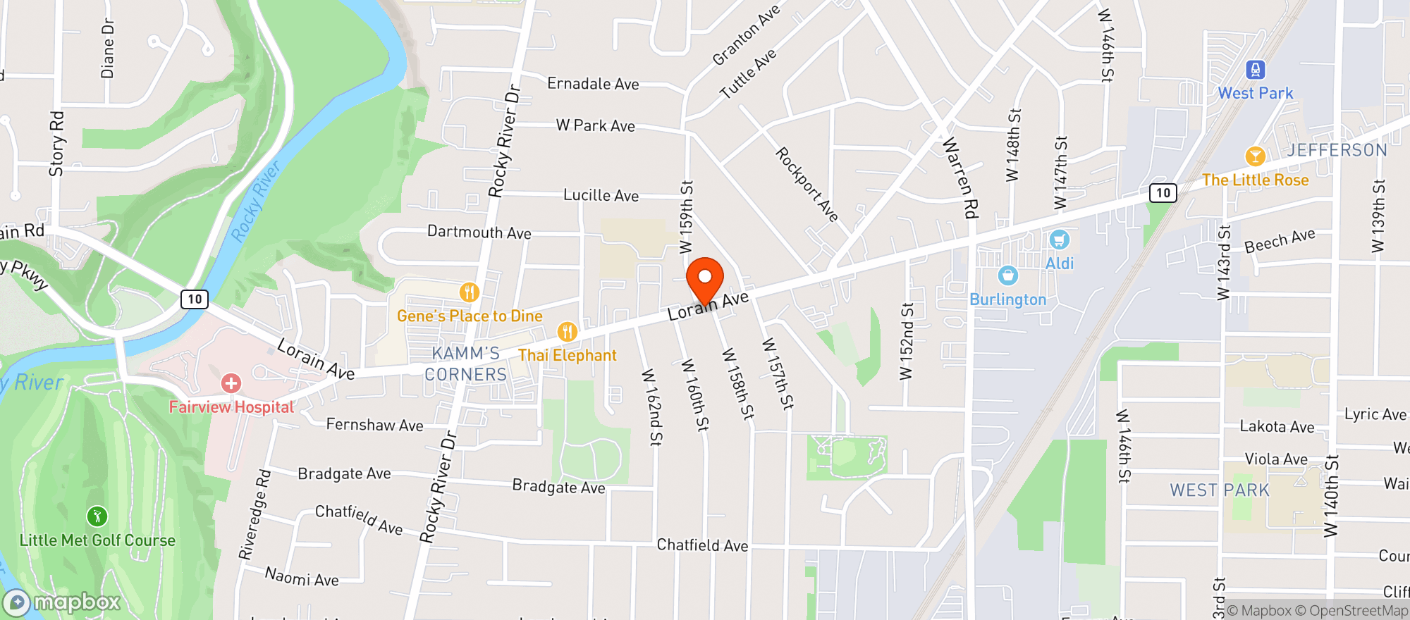 Map showing Charlies Beverage