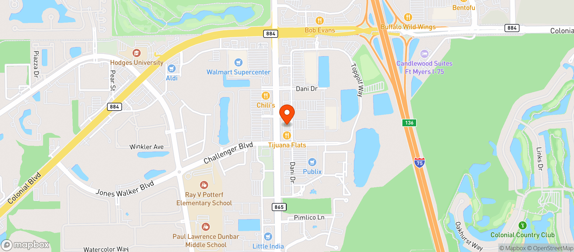 Map showing Texas Roadhouse