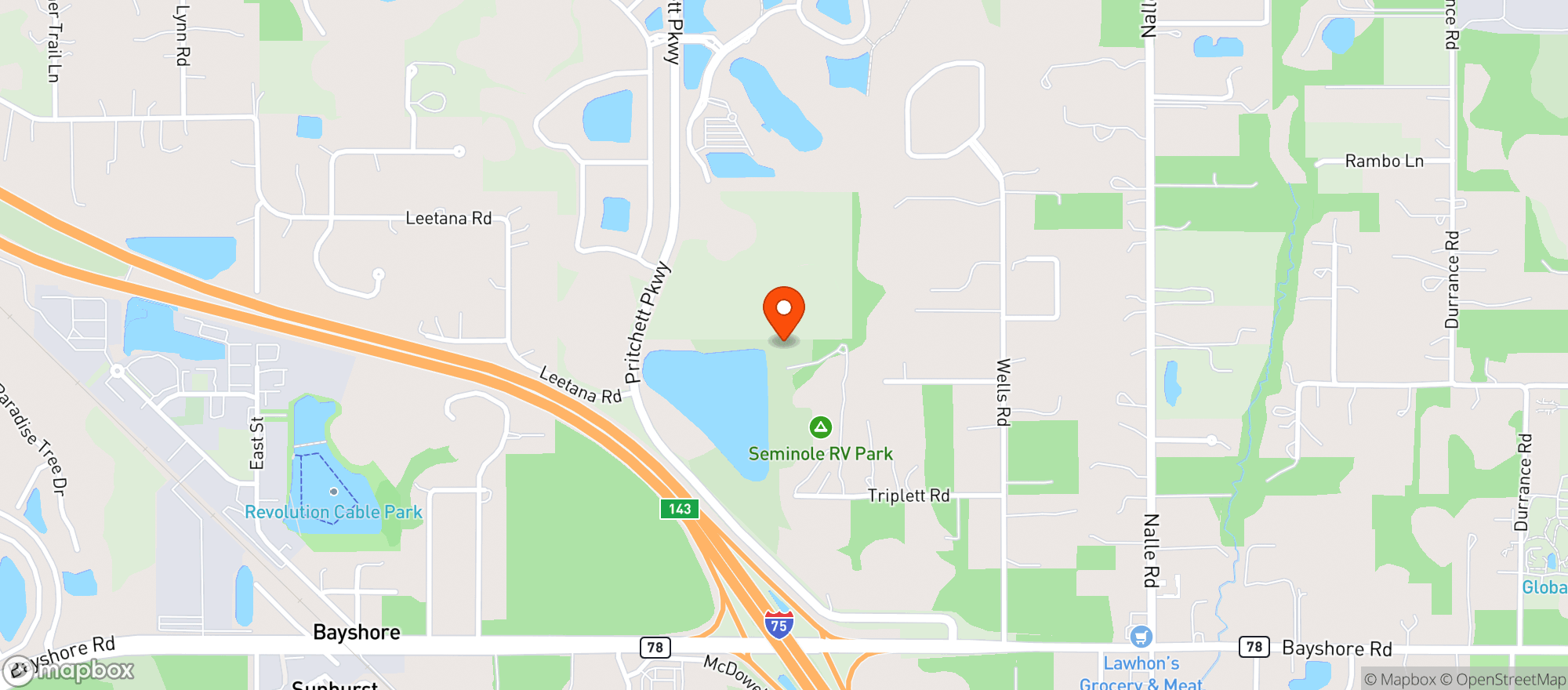 Map showing Seminole Campground