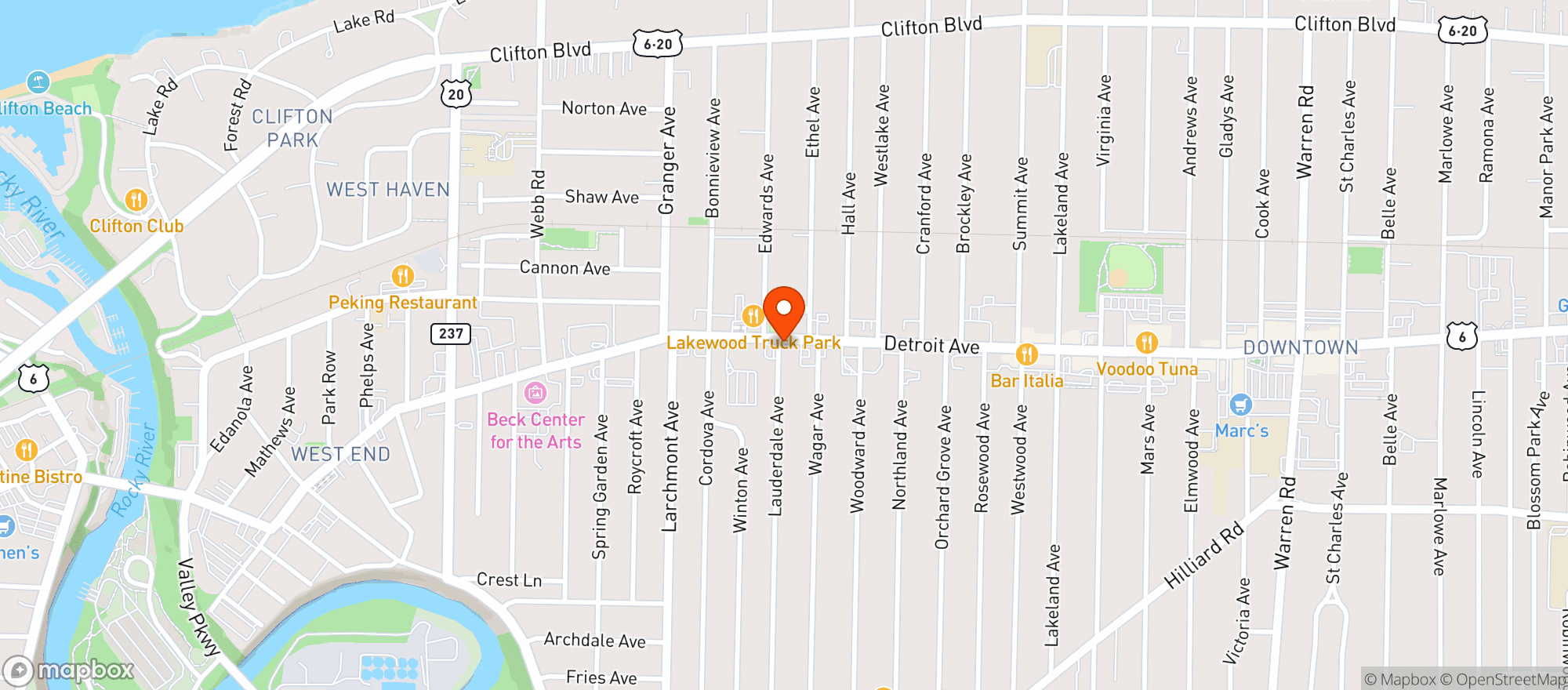 Map showing Plank Road Tavern