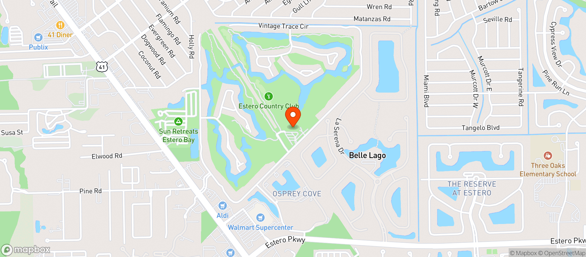 Map showing Vines Country Club