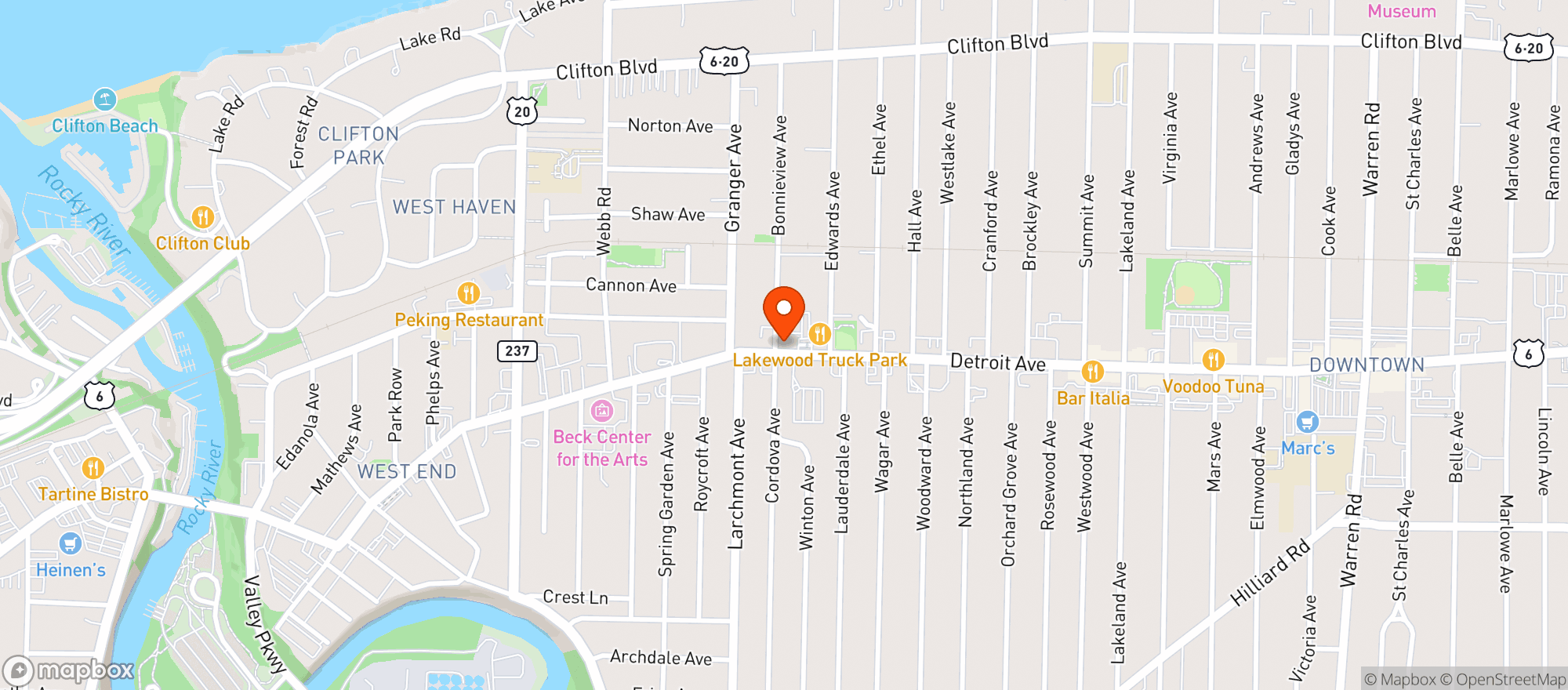 Map showing Mid Town Booths