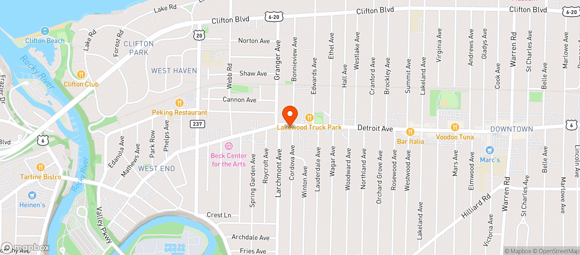 Map showing Game On Lakewood