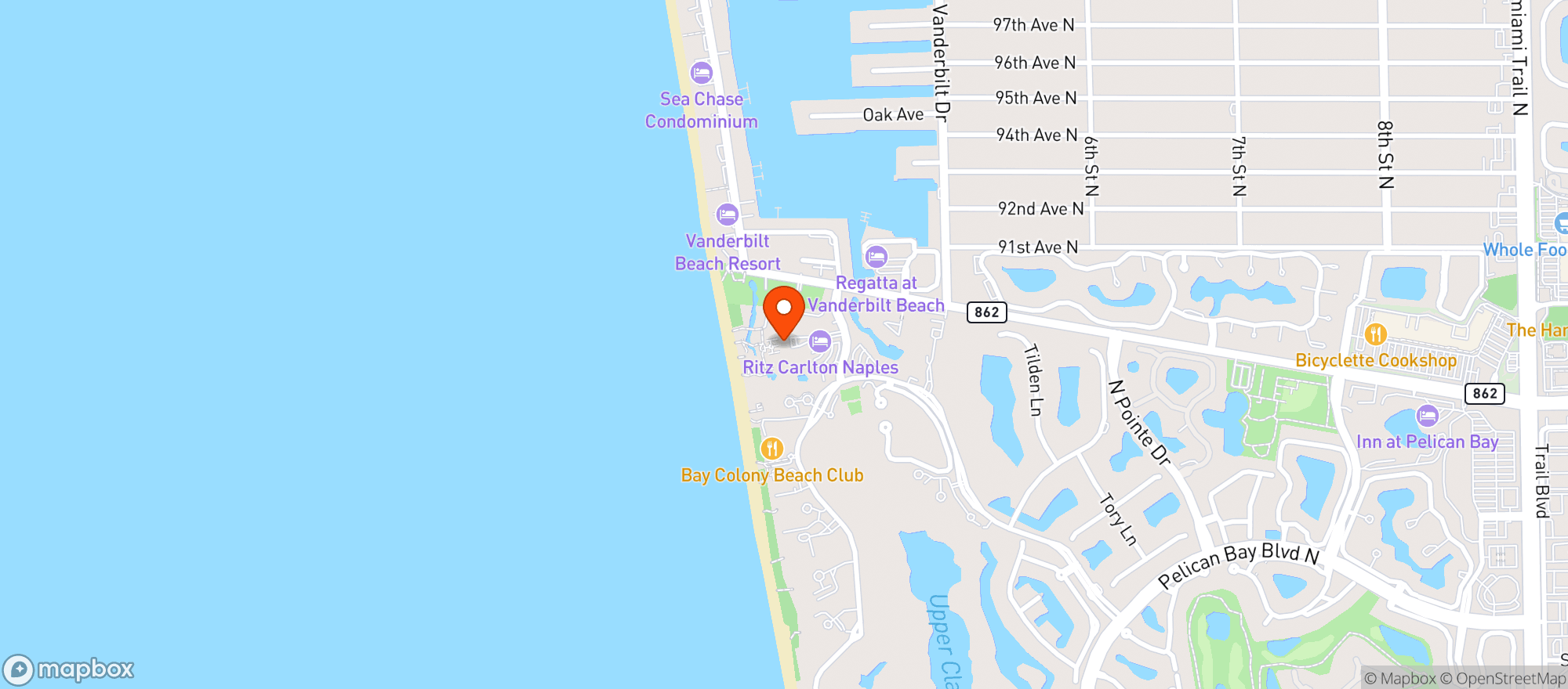 Map showing The Ritz-Carlton, Naples