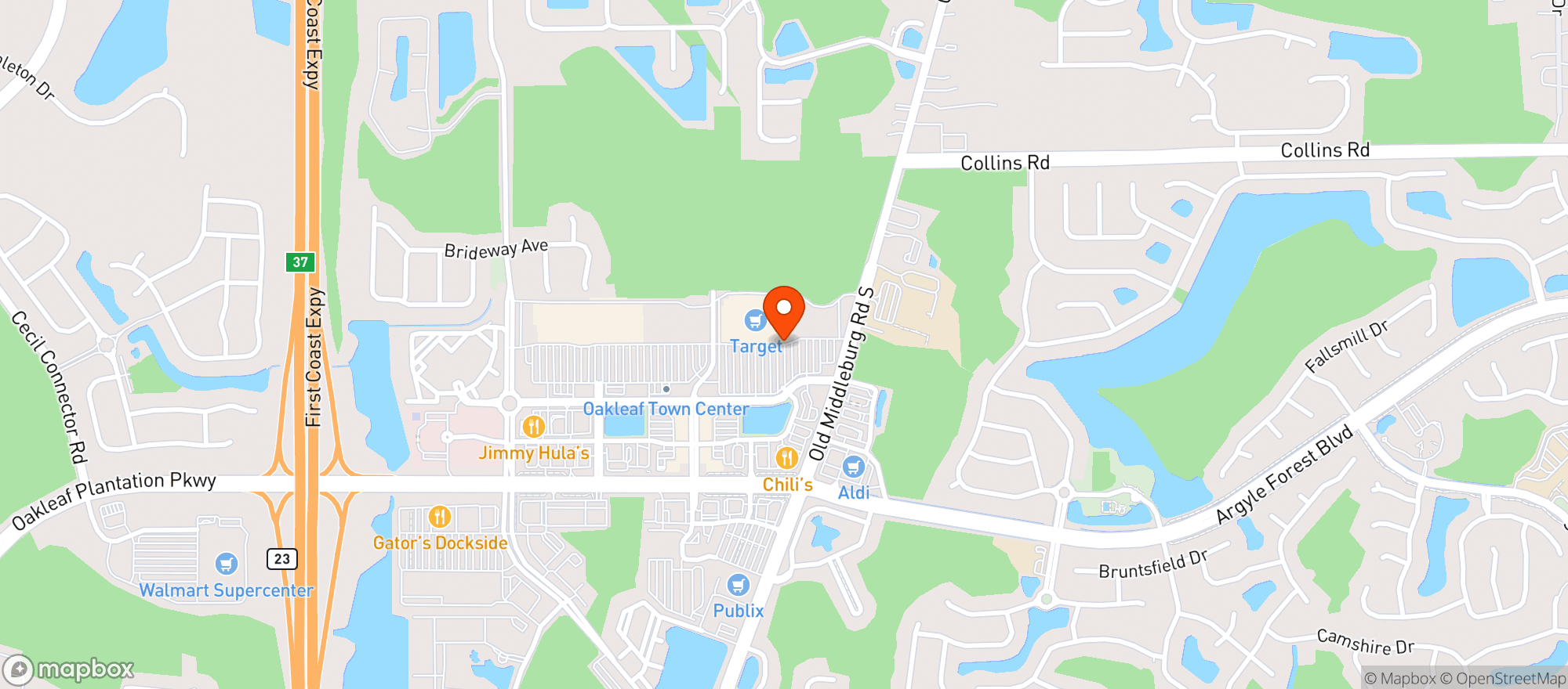 Map showing Target - Jacksonville West