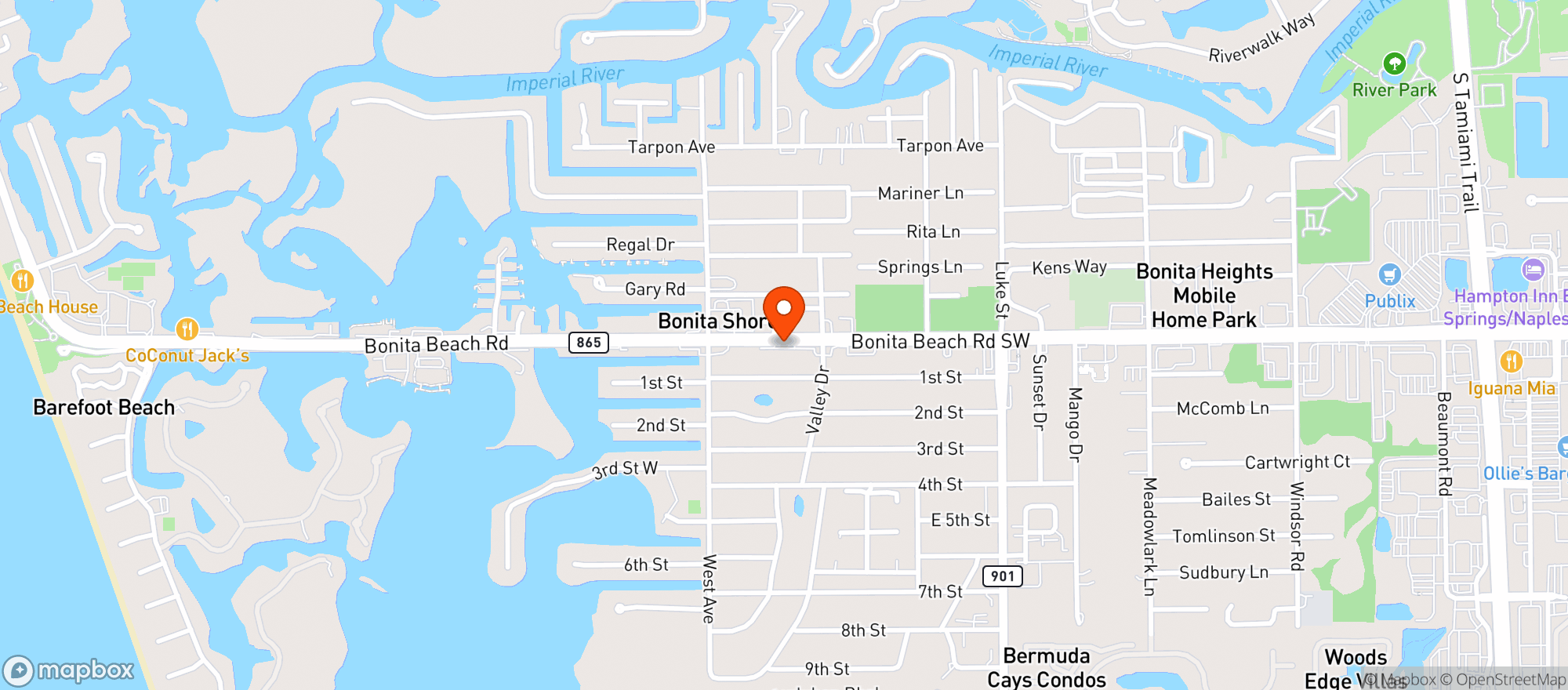 Map showing A1a Discount Beverage