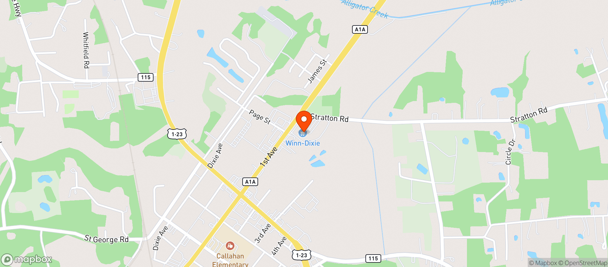 Map showing Winn Dixie - 0151