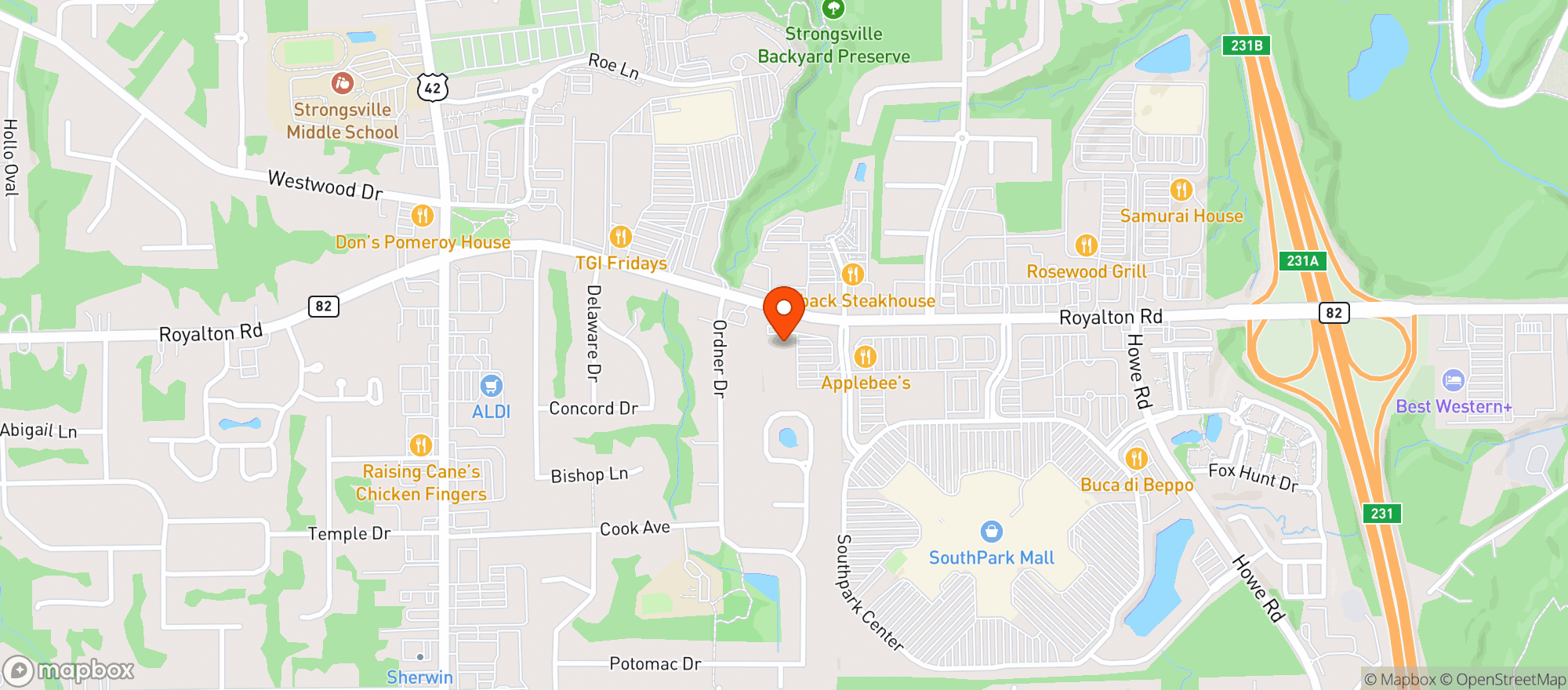 Map showing Vitamin Shoppe - Strongsville