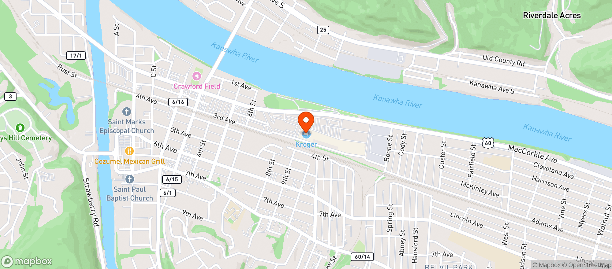 Map showing Kroger