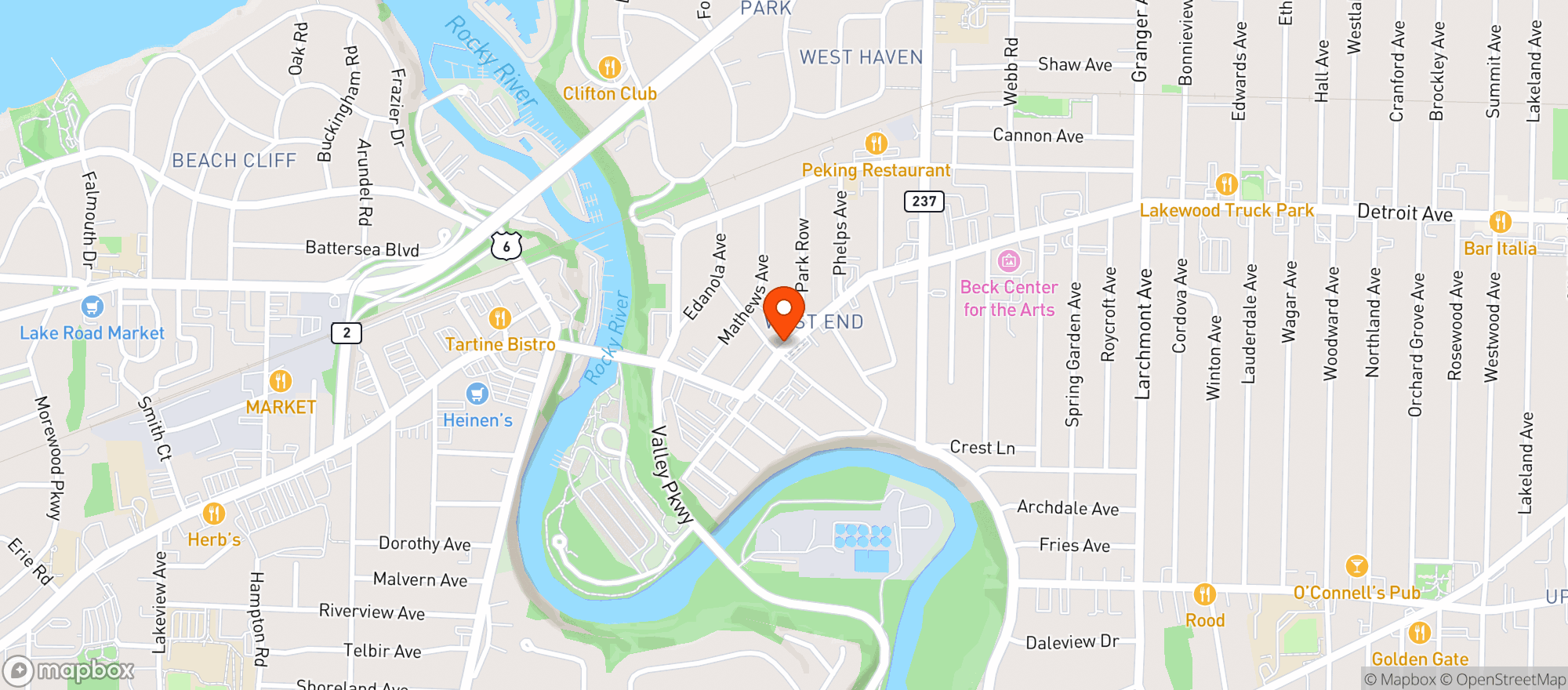 Map showing Simones Beverage & Deli