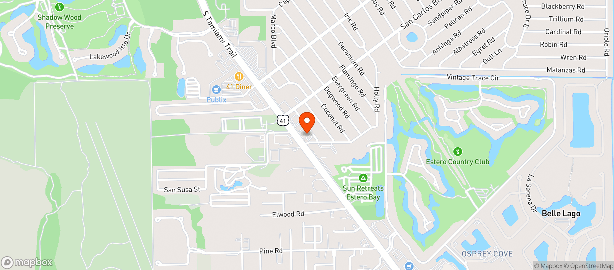 Map showing Circle K # 9764
