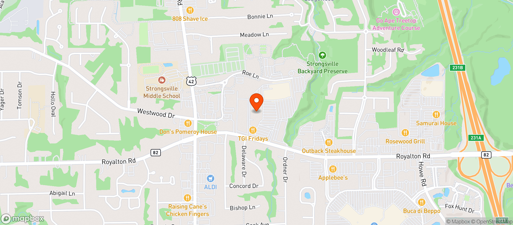Map showing HEINEN'S (STRONGSVILLE)