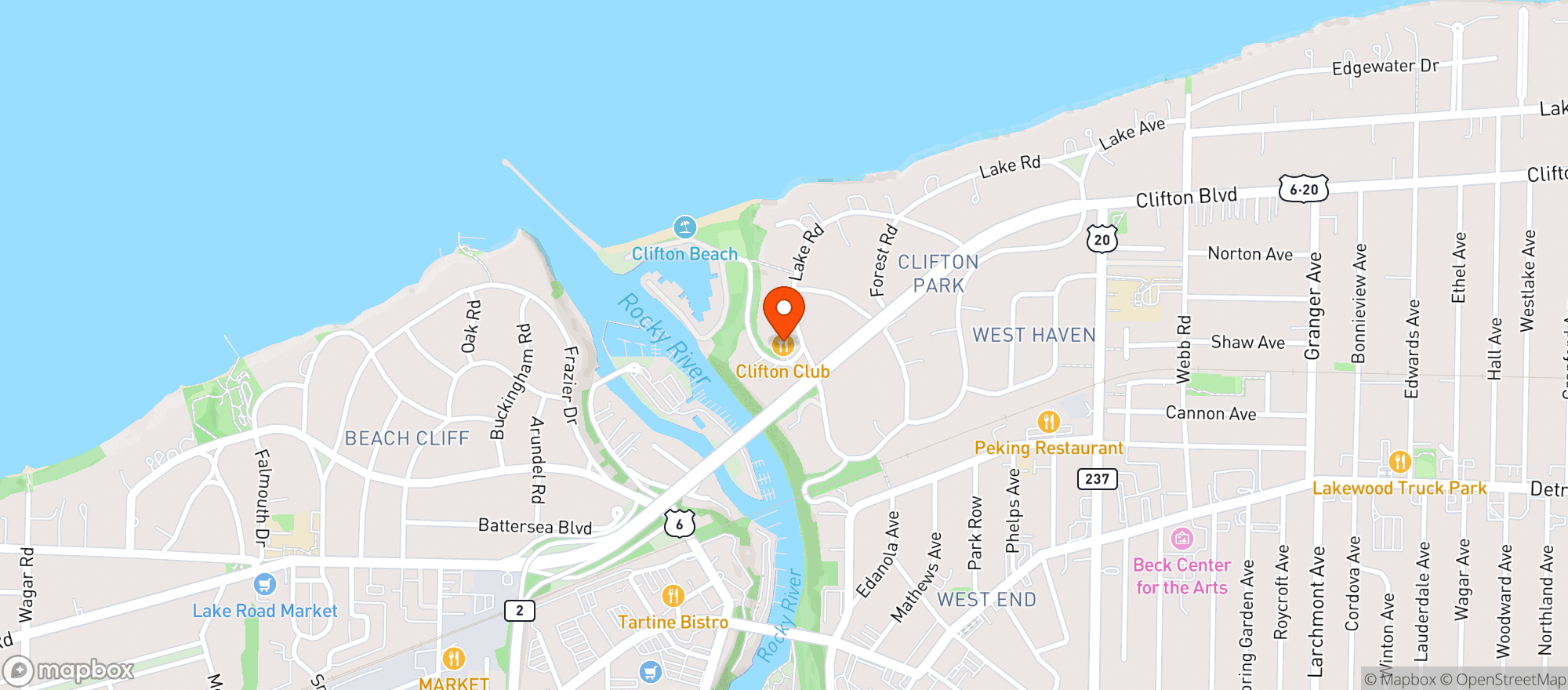 Map showing Clifton Club