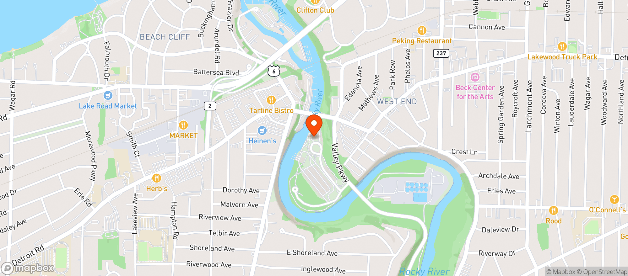 Map showing Emerald Necklace Marina