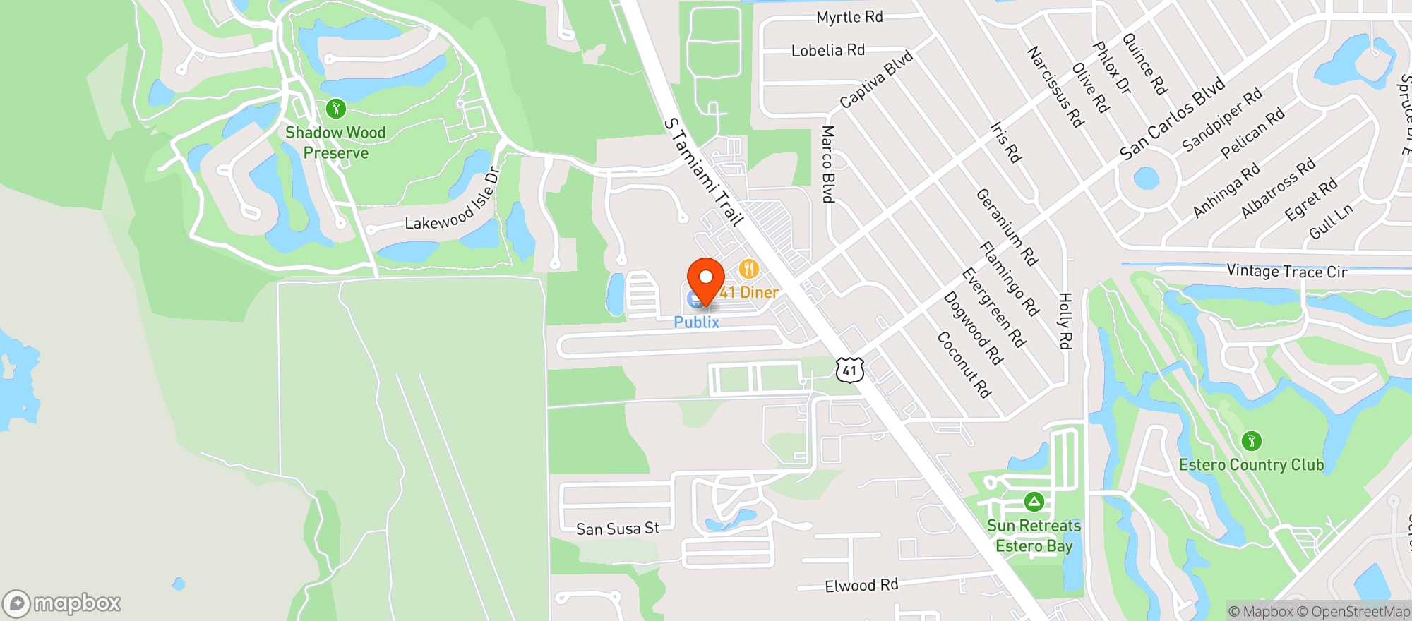 Map showing Publix Super Market
