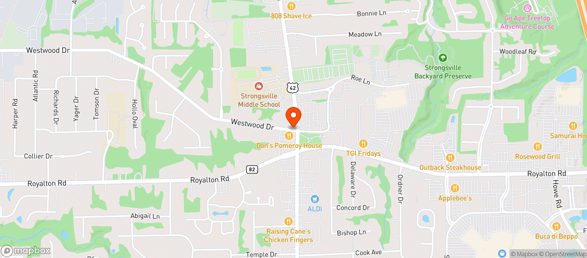 Map showing Strongsville Cafe