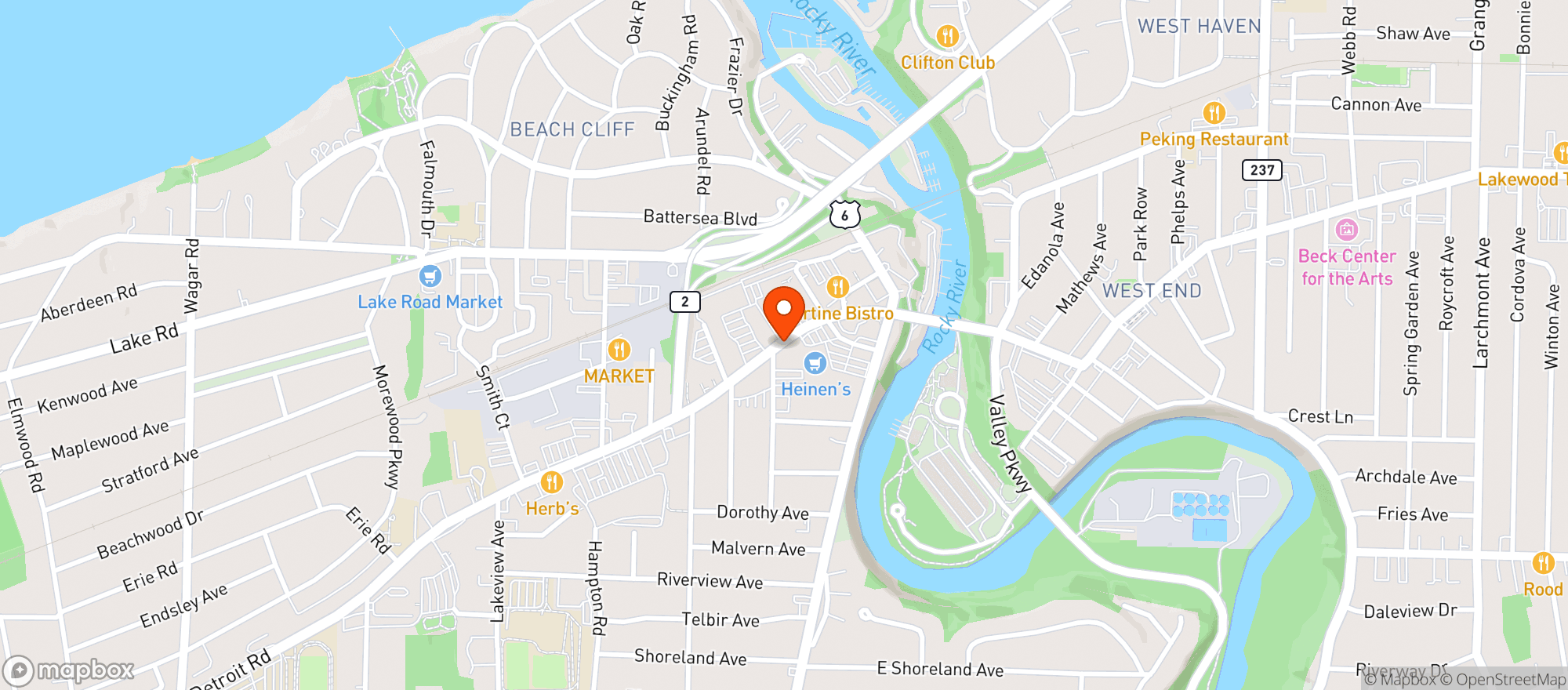 Map showing Heinens