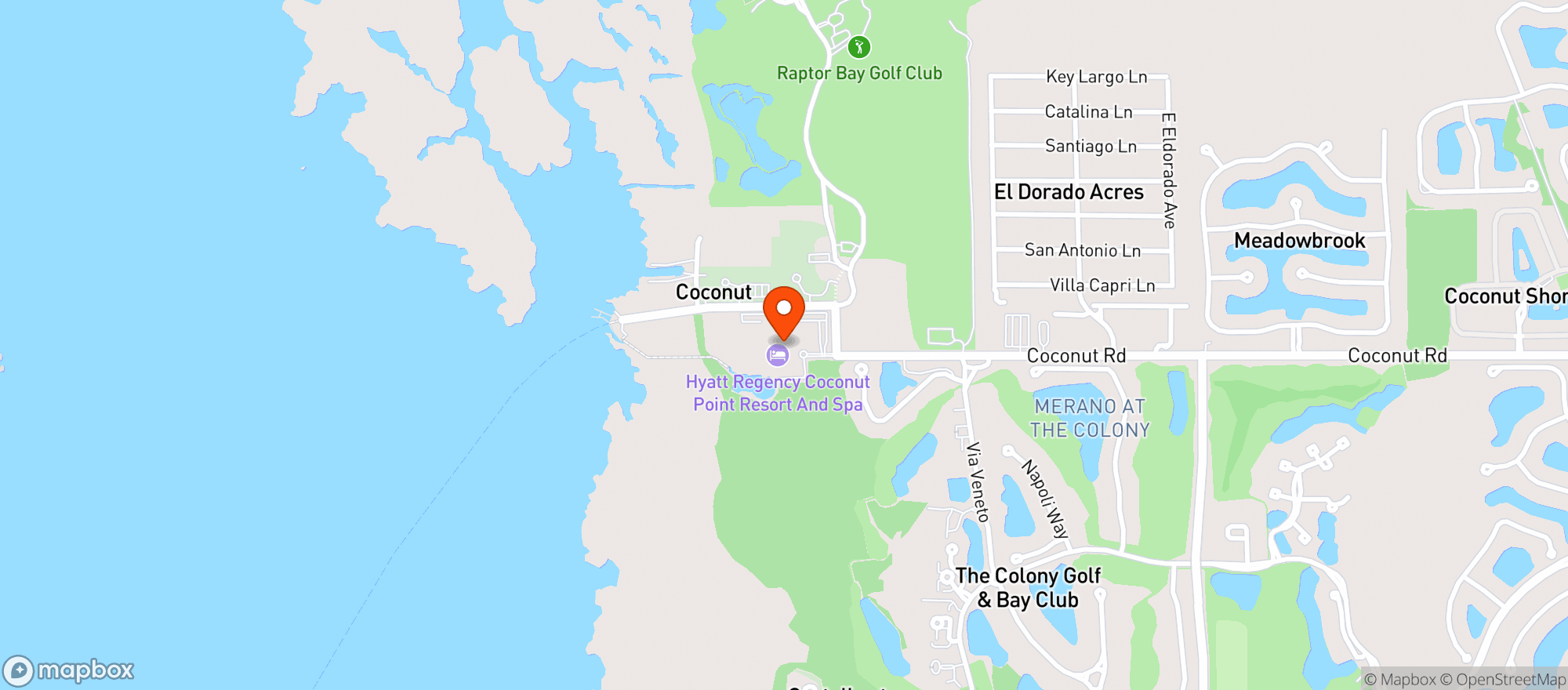 Map showing Hyatt Regency Coconut Point Resort And Spa